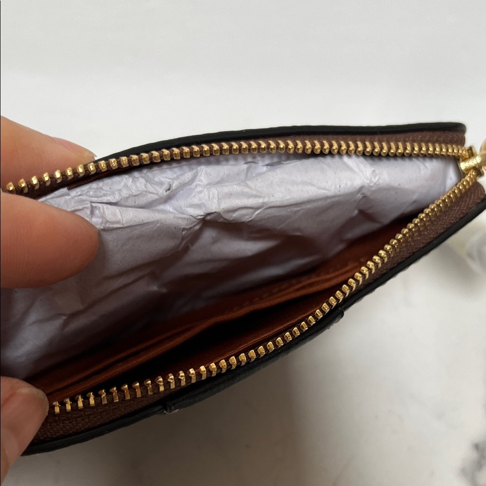 Coach Signature Brown and Black Wristlet - Picture 5 of 10